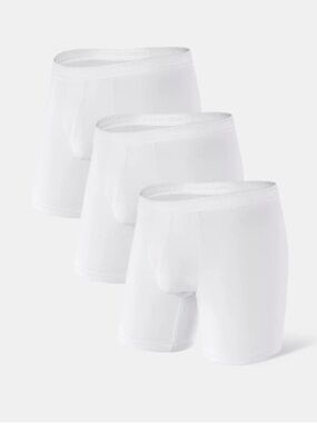David Archy Dual Pouch™ Ultra-Soft Boxer Briefs 6.5" 3-Pack White, Size XL, NWT